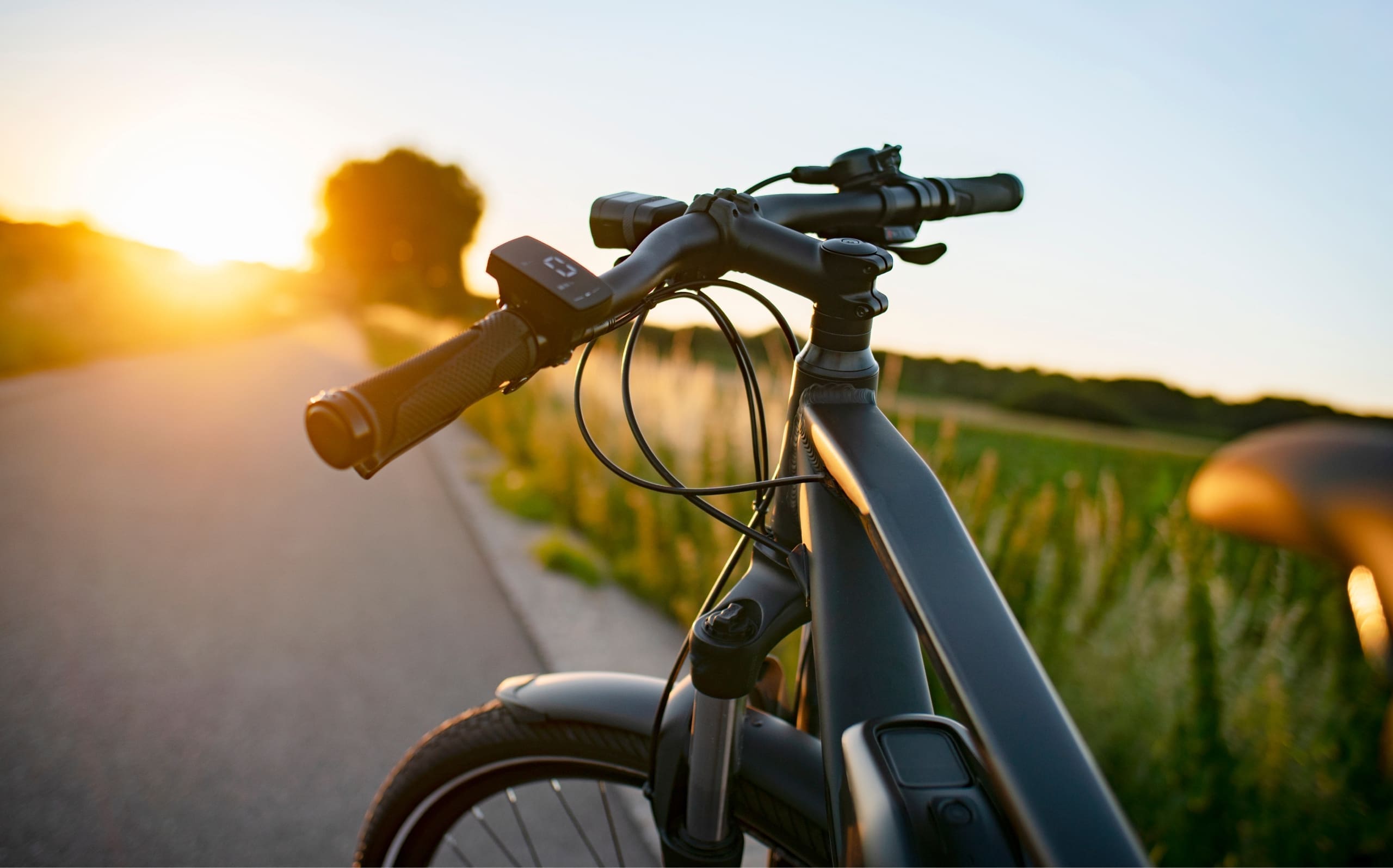 Mountain bike and beautiful sunset